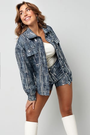 Jacke im Denim-Look mit Pailletten - Blau - S h5 Bild2